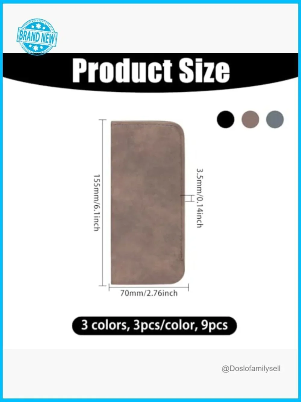 Soft PU Leather Glasses Case Set Classic Minimal Travel Essential Eyewear Pouch